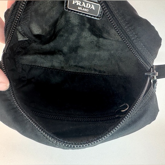PRADA Black Nylon Pouch Tessuto Triangle Logo Makeup Cosmetic Pouch AUTHENTIC - Picture 6 of 9